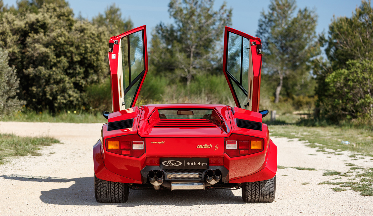 Scissor doors of 1981 Lamborghini Countach LP400 S by Bertone offered at RM Sotheby's The Guikas Collection live Auction 2021
