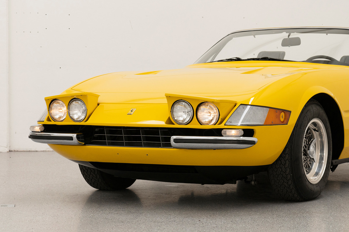 Headlamps of 1973 Ferrari 365 GTS/4 Daytona Spider by Scaglietti offered at RM Sotheby’s Monaco live auction 2022
