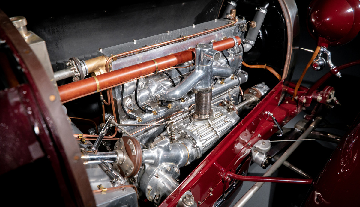 Engine of 1928 Bugatti Type 43A Roadster by Lavocat et Marsaud offered at RM Sotheby’s Monterey live auction 2022