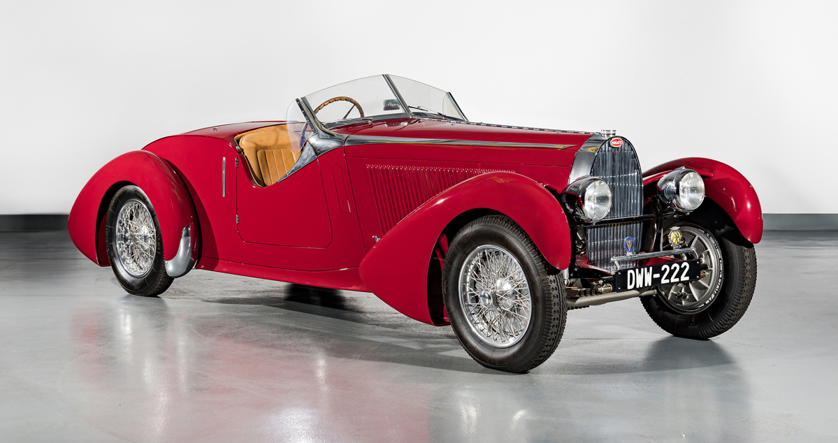 1939 Bugatti Type 57C Cabriolet in the style of Corsica offered at RM Sotheby’s Monterey live auction 2022