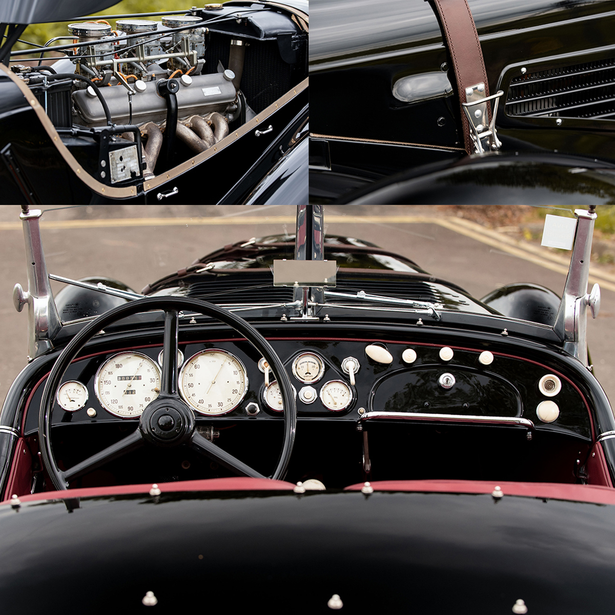 Interior and engine of 1938 BMW 328 Roadster offered at RM Sotheby’s Monterey live auction 2022