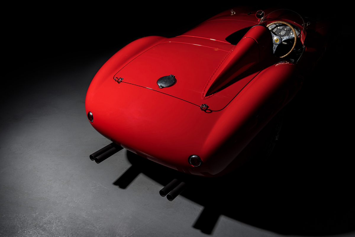 Rear of 1953 Ferrari 375 MM Spider by Scaglietti offered at RM Sotheby's Monterey live auction 2022