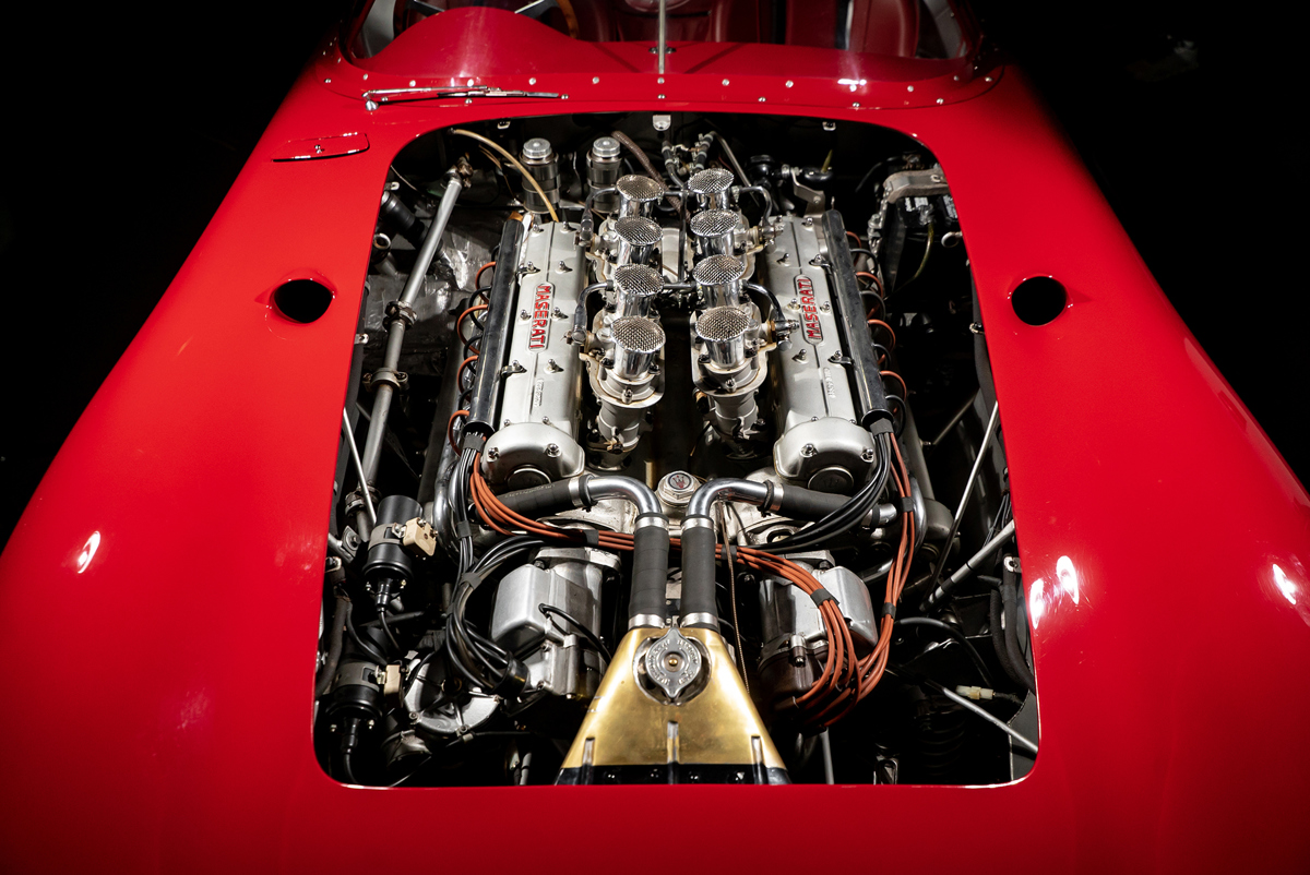 Engine of the 1958 Maserati 450S by Fantuzzi offered at RM Sotheby's Monterey live auction 2022